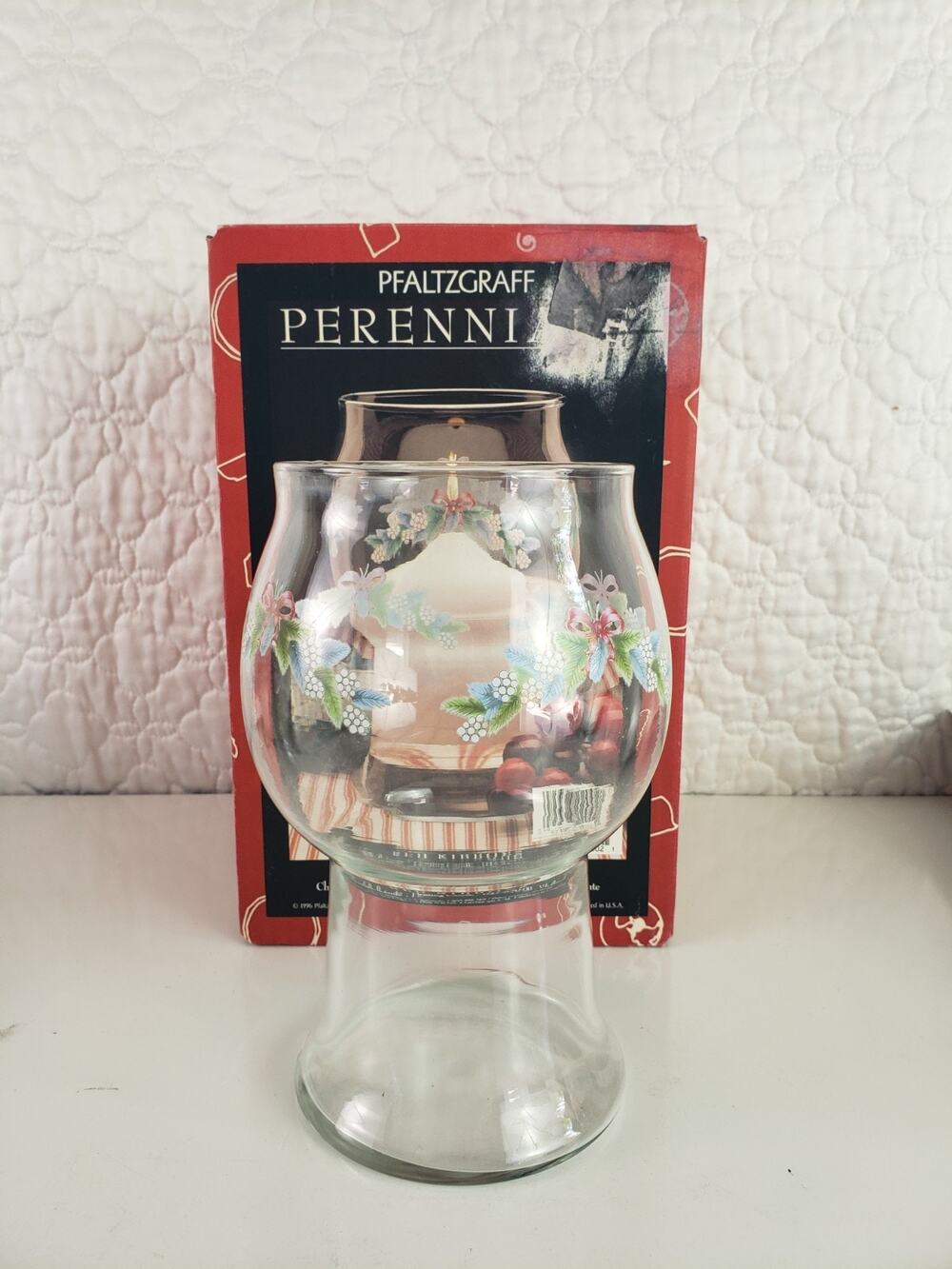 CHRISTMAS PFALTZGRAFF PERENNIALS RED RIBBONS CLEAR FLOATING CANDLE HOLDER USA